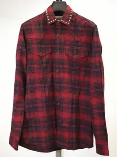 VALENTINO ヴァレンティノ 18AWスタッズチェックウェスタンシャツ38のサムネイル