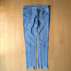 Vintage デニムパンツ 裾カットオフ Y2K センターシーム ライトブルーのサムネイル