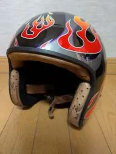 新品】カスタムペイントヘルメット フレイムス ブラック×レッド SG/PSC