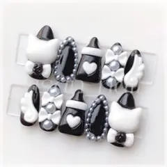 〖 現品 〗ネイルチップ116量産型地雷系ブラック黒サブカルゴテゴテ韓国y2k