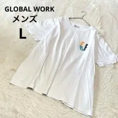 グローバルワーク 半袖Tシャツ メンズ 白系 バックプリント 綿 トップス/Lのサムネイル