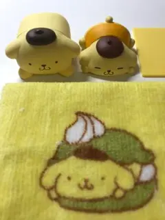 ポムポムプリン フィギュアとタオルセット 未使用 新品 美品 サンリオ ハンカチ