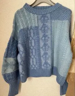 ［15,180円］ プライオリテ イ MIXケーブル編み二ット ぽわん袖セーター