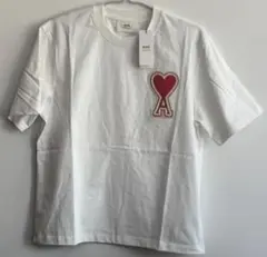 美品AMI PARIS アミパリス ハートロゴ コットンニット Tシャツ -M