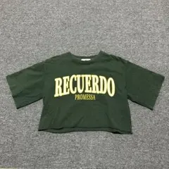 WEGO ロゴプリント クロップドTシャツ ダークグリーン Mのサムネイル