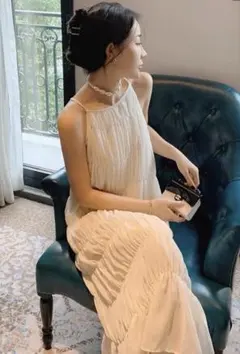 夏にぴったり♪ゆったりロングワンピース 韓国シンプル女子会コーデ