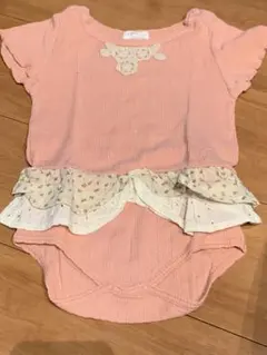 ピンク フリル付き ベビー服 Sサイズ