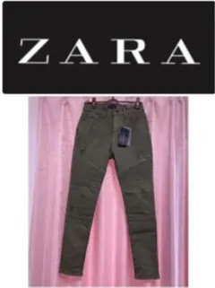 ♢﻿ZARA MAN  ダメージスキニーパンツ♢﻿カーキ M 新品未使用タグ付き