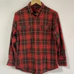 ネルシャツ 赤茶 チェック柄 長袖