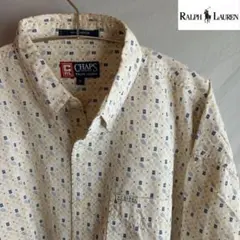 チャップス ラルフローレン BDシャツ 長袖 総柄 ホワイト ベージュ XL