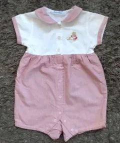 familiar 襟付きピンクロンパース