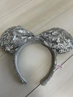 シルバー スパンコール ミッキー耳カチューシャ