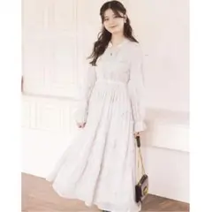 【新品】トッコクローゼット ベルト付きオパールドットフラワーティアードワンピース