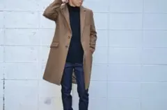 ATTACHMENT カシミヤ混平 二重 ウール メルトン チェスター コート