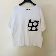 ユニクロ×マリメッコ Tシャツ ドット ポケット ホワイト M ゆったり