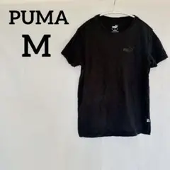 プーマ【M】PUMA ブラック ロゴプリント 半袖Tシャツ