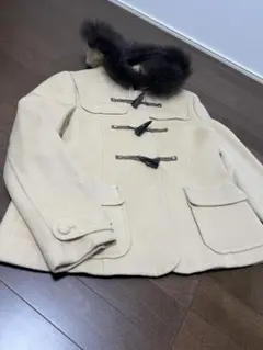 ウール ダッフルコート ファー付き クリーム色のサムネイル
