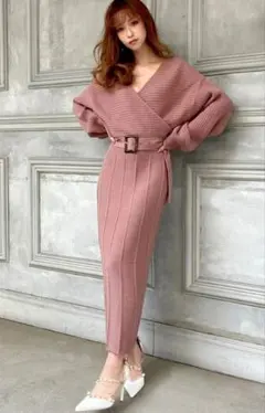 セクシークロスデザインロングタイトワンピース