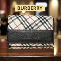 BURBERRY バーバリー 折り財布 ノバチェック　ダークブラウン　メンズ