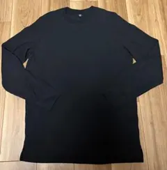 UNIQLO メンズ　ワッフルクルーネックTシャツ　M(ブラック)