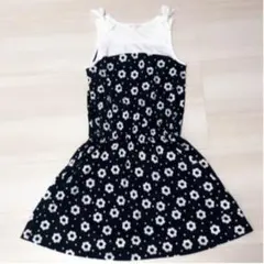 デイジー柄 肩リボンワンピ 【新品未使用】