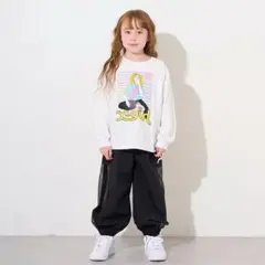 X-girl Stages サイドロゴメッシュ切替パンツ140新品黒のサムネイル