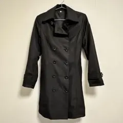 【しまむら アウター 美品】トレンチコート ウエストマークベルト付き ブラック