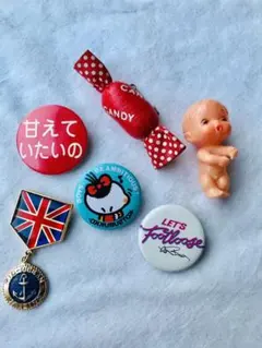 昭和 レトロ  缶バッチ バッチ ブローチ フィギュアまとめて 6点セット