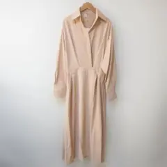新品　ベージュ　ワンピース　ロング　韓国　長袖　XL　カシュクール　BS13