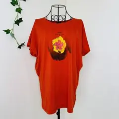 ARMANI JEANS　フラワープリント 半袖 Tシャツ S　M レッドのサムネイル