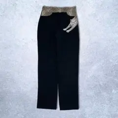 00's ヒョウ 刺繍 ストレッチパンツ アーカイブ グランジ y2k パンク