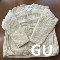GU キルティングジャケット ノーカラー アイボリー Sサイズ