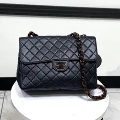 CHANEL シャネル デカマトラッセ ラムスキン ネイビー系 ベッコウ金具