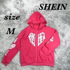 SHEIN シーイン (M) パーカー 裏起毛 Y2K 派手 プリント ピンク