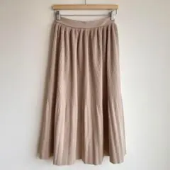 チャオパニック ランダムプリーツ ロング フレアスカート スウェード 厚手 F