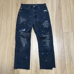 Levi's 505 ブラックデニム 00s ダメージパンツ W32 L32