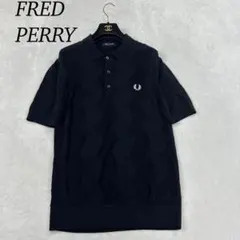 I93 美品 M フレッドペリー ニット ポロシャツ ネイビー メンズ