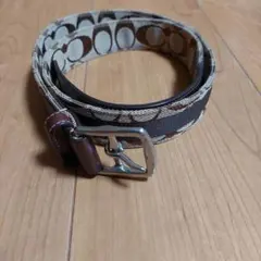 COACH ベルト シグネチャー柄 ブラウン