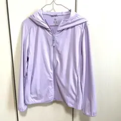 美品 ユニクロ エアリズムUVカットフルジップパーカ パープル 130