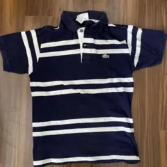 LACOSTE ネイビー/ホワイト ストライプ ポロシャツ サイズ4