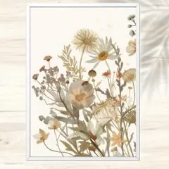 A4 優雅に広がる野辺の花と光の記憶 水彩画アート インテリアポスター