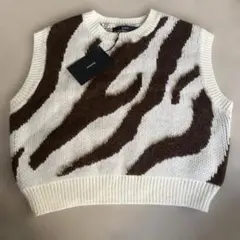 kastaneゼブラジャガードニットベスト