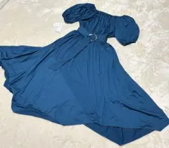 新品未使用✨ダイアグラム ワンピース Aライン ブルー パフスリーブワンピース