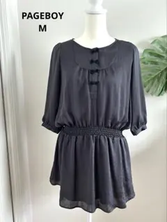 【PAGEBOY ページボーイ】チュニック　M チャコールグレー　五分袖 リボンのサムネイル