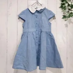 【組曲】キッズ ワンピース 90 100 SS ブルー 2WAY 付け襟