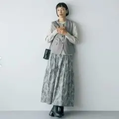 プリスティン（PRISTINE）夏氷コットンリネンハンドプリーツスカート