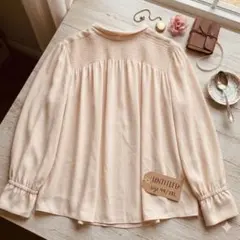 稀少✨アンタイトル スタンドカラー スモッキング刺繍 ギャザーブラウス XXL