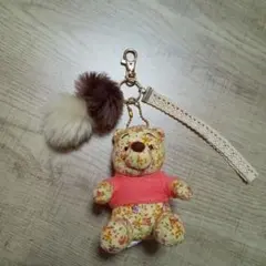 ディズニーくまのプーさん 花柄 ぬいぐるみキーホルダー ストラップ