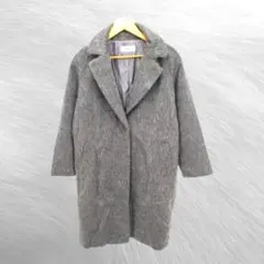 SLY　グレー シャギーチェック チェスターコート ウール風素材