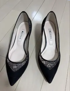 DIANA⭐︎ブラックレーススエードパンプス 23.5cm